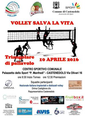 Fruitbox sostiene lo sport. DOMENICA 10 APRILE presso il PALAZZETTO DELLO SPORT di CASTENEDOLO si terrà la giornata &quot;VOLLEY SALVA LA VITA&quot;, con la...